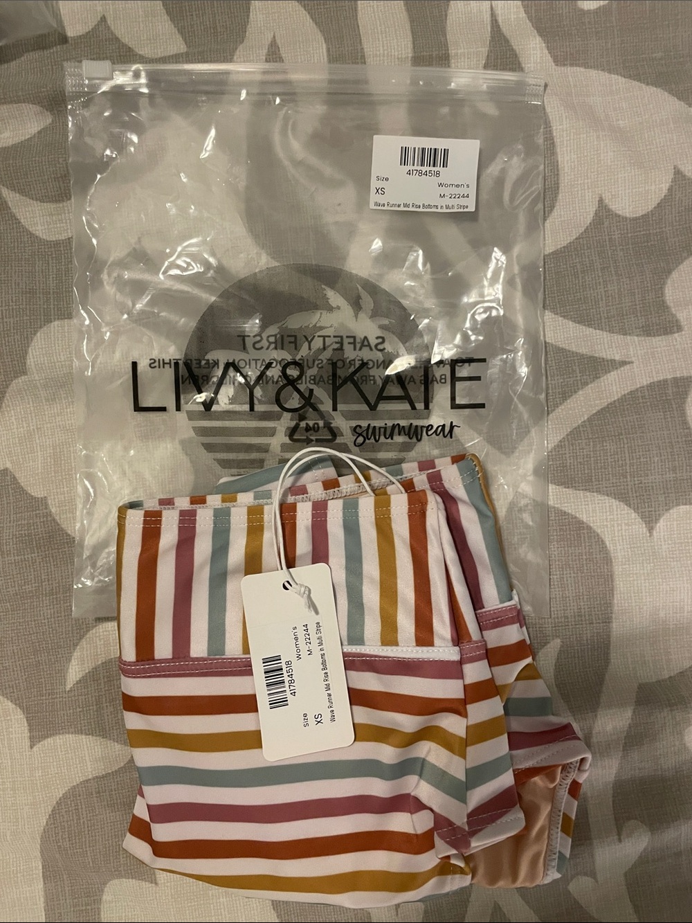 Lily & Kate Women's Striped High-Waist Swim Bottoms - Multi Stripe